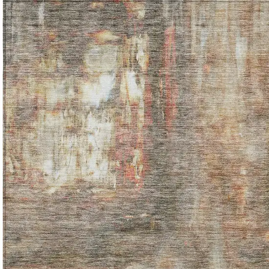 Copper Ivory And Brown Abstract Washable Indoor Outdoor Area Rug Photo 5