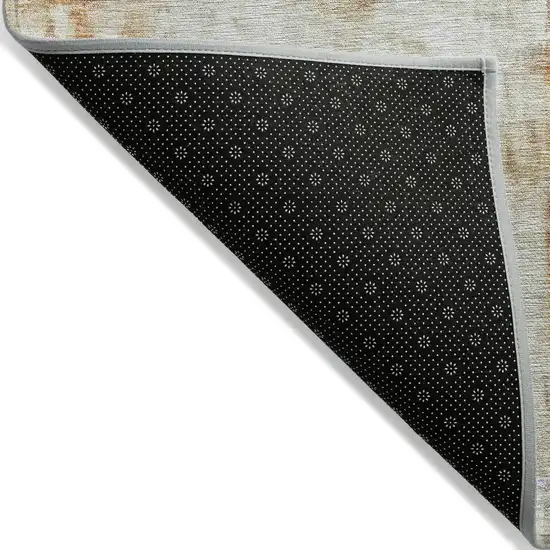 Copper Ivory And Brown Abstract Washable Indoor Outdoor Area Rug Photo 3
