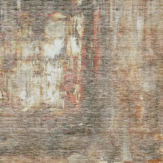 Copper Ivory And Brown Abstract Washable Indoor Outdoor Area Rug Photo 5