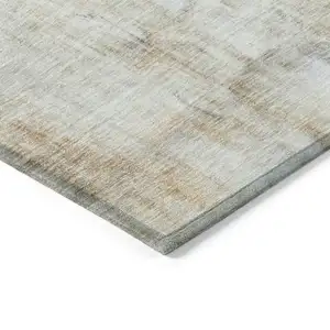 Photo of Copper Ivory And Brown Abstract Washable Indoor Outdoor Area Rug