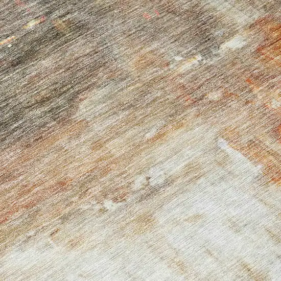 Copper Ivory And Brown Abstract Washable Indoor Outdoor Area Rug Photo 8