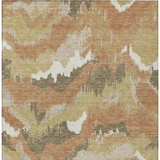 Copper Ivory And Brown Abstract Washable Indoor Outdoor Area Rug Photo 8