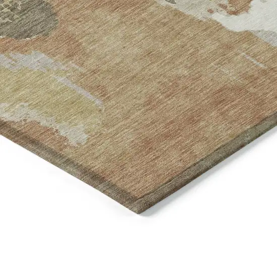 Copper Ivory And Brown Abstract Washable Indoor Outdoor Area Rug Photo 3