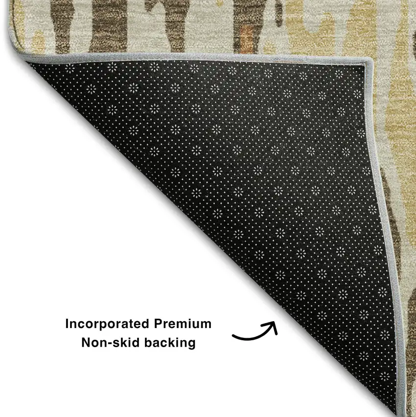 Copper Ivory And Brown Striped Washable Area Rug With UV Protection Photo 5