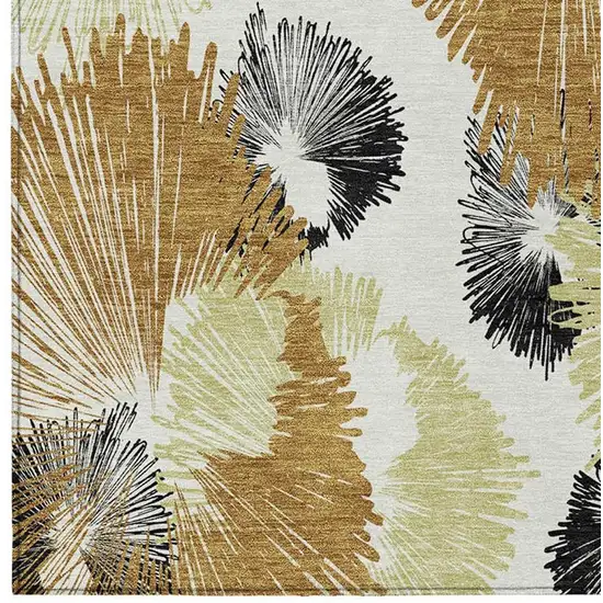 Copper Ivory And Charcoal Floral Washable Indoor Outdoor Area Rug Photo 3