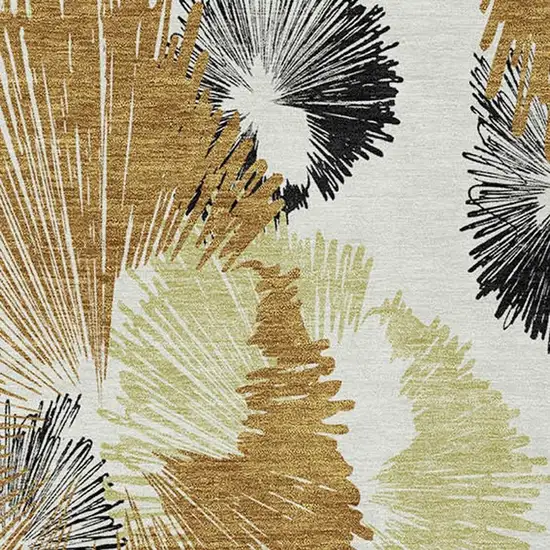 Copper Ivory And Charcoal Floral Washable Indoor Outdoor Area Rug Photo 5