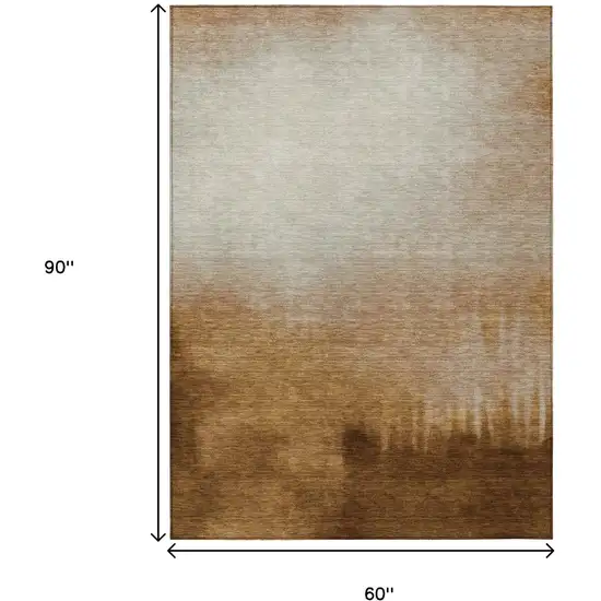 Copper Ivory And Chocolate Abstract Washable Indoor Outdoor Area Rug Photo 7