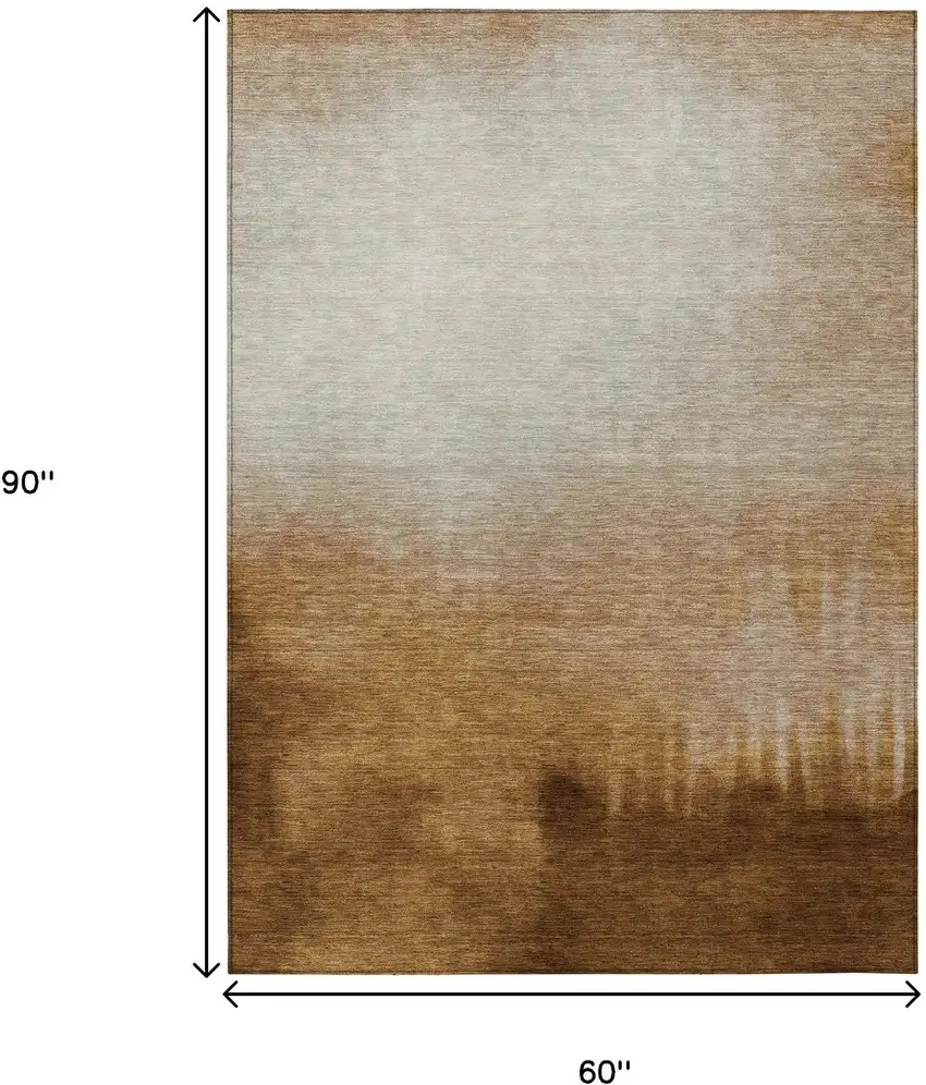 Copper Ivory And Chocolate Abstract Washable Indoor Outdoor Area Rug Photo 7