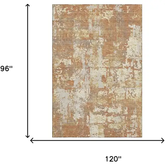 Copper Ivory And Gold Abstract Washable Area Rug With UV Protection Photo 7