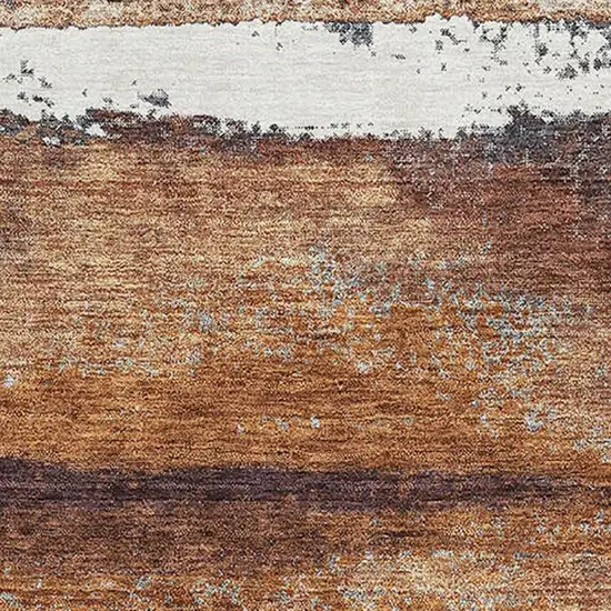 Copper Ivory And Gray Abstract Washable Area Rug With UV Protection Photo 2