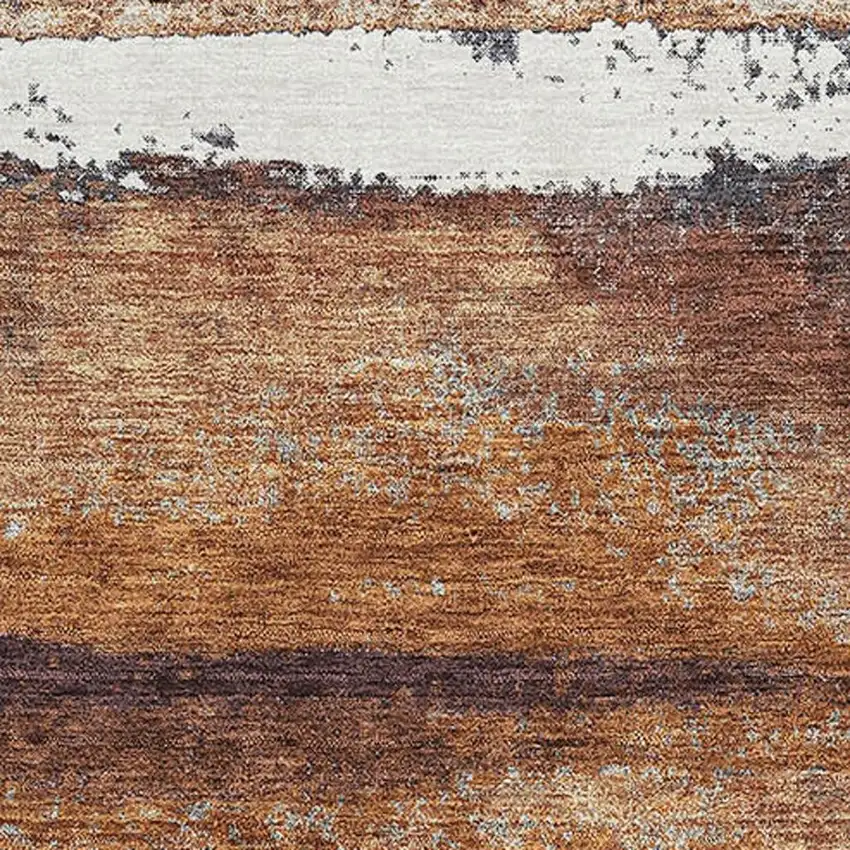 Copper Ivory And Gray Abstract Washable Area Rug With UV Protection Photo 2