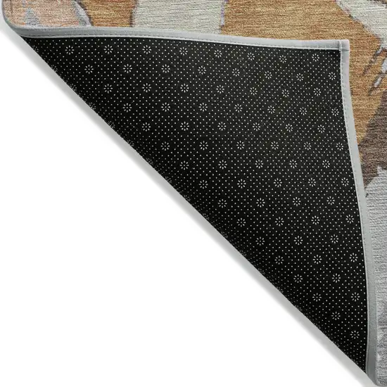 Copper Ivory And Gray Abstract Washable Indoor Outdoor Area Rug Photo 5