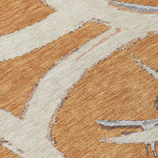 Copper Ivory And Gray Abstract Washable Indoor Outdoor Area Rug Photo 6