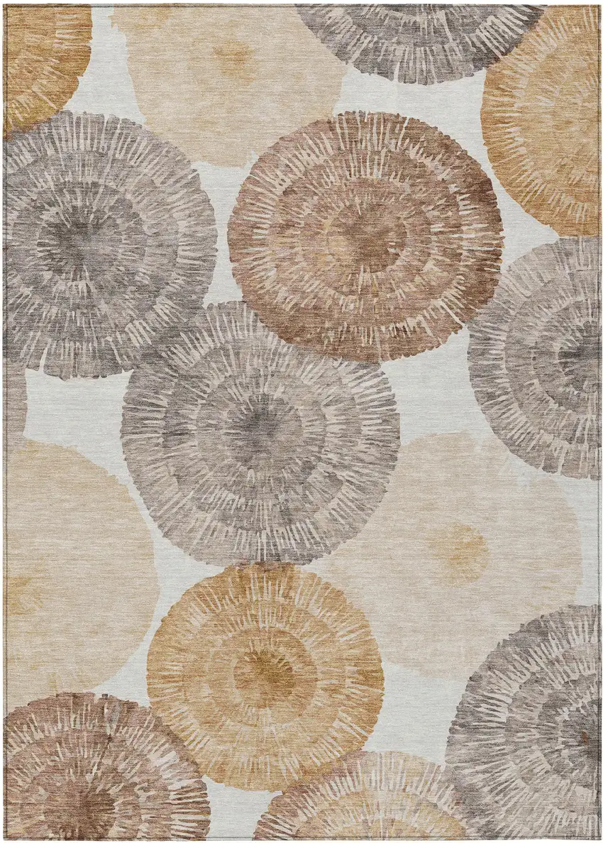 Copper Ivory And Gray Abstract Washable Indoor Outdoor Area Rug Photo 2