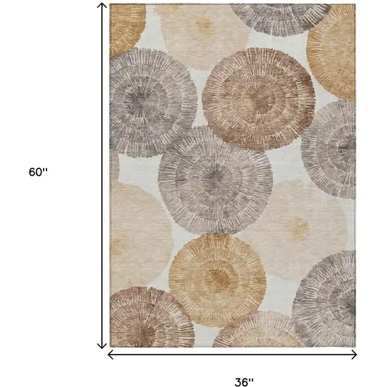 Copper Ivory And Gray Abstract Washable Indoor Outdoor Area Rug Photo 3