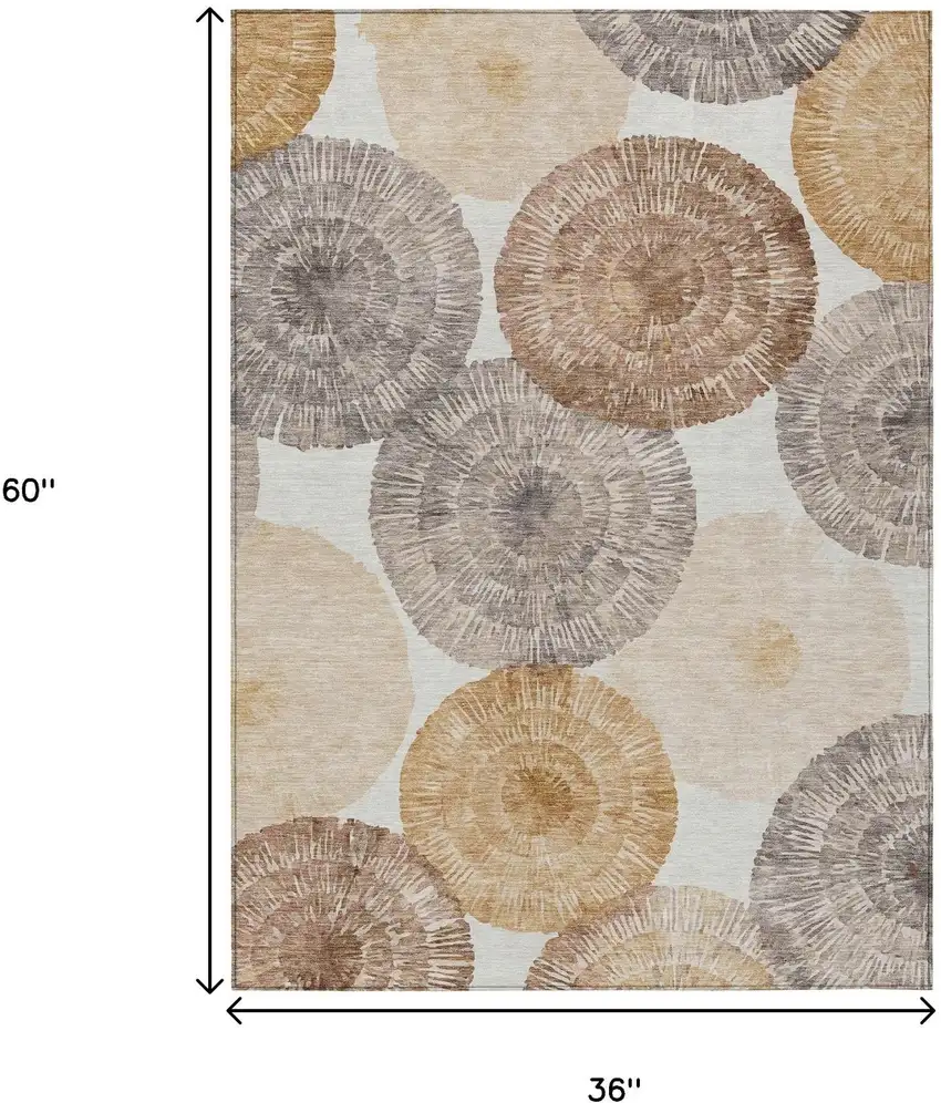 Copper Ivory And Gray Abstract Washable Indoor Outdoor Area Rug Photo 3