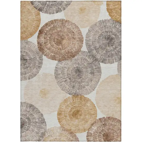 Copper Ivory And Gray Abstract Washable Indoor Outdoor Area Rug Photo 4