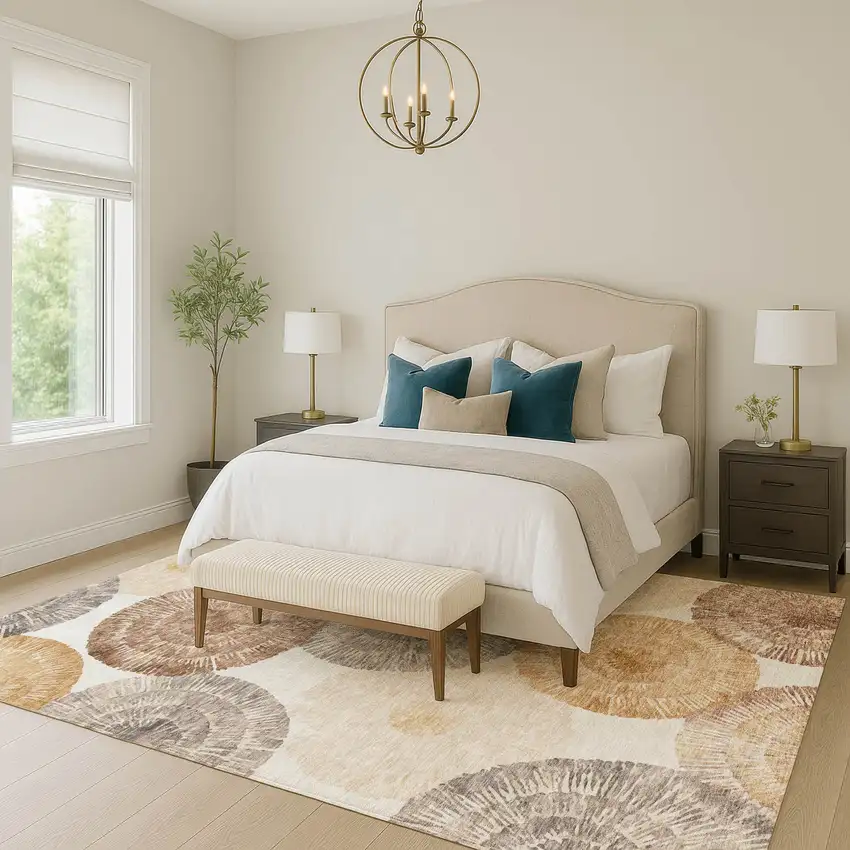 Copper Ivory And Gray Abstract Washable Indoor Outdoor Area Rug Photo 9