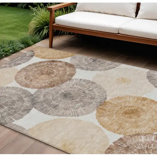 Copper Ivory And Gray Abstract Washable Indoor Outdoor Area Rug Photo 1