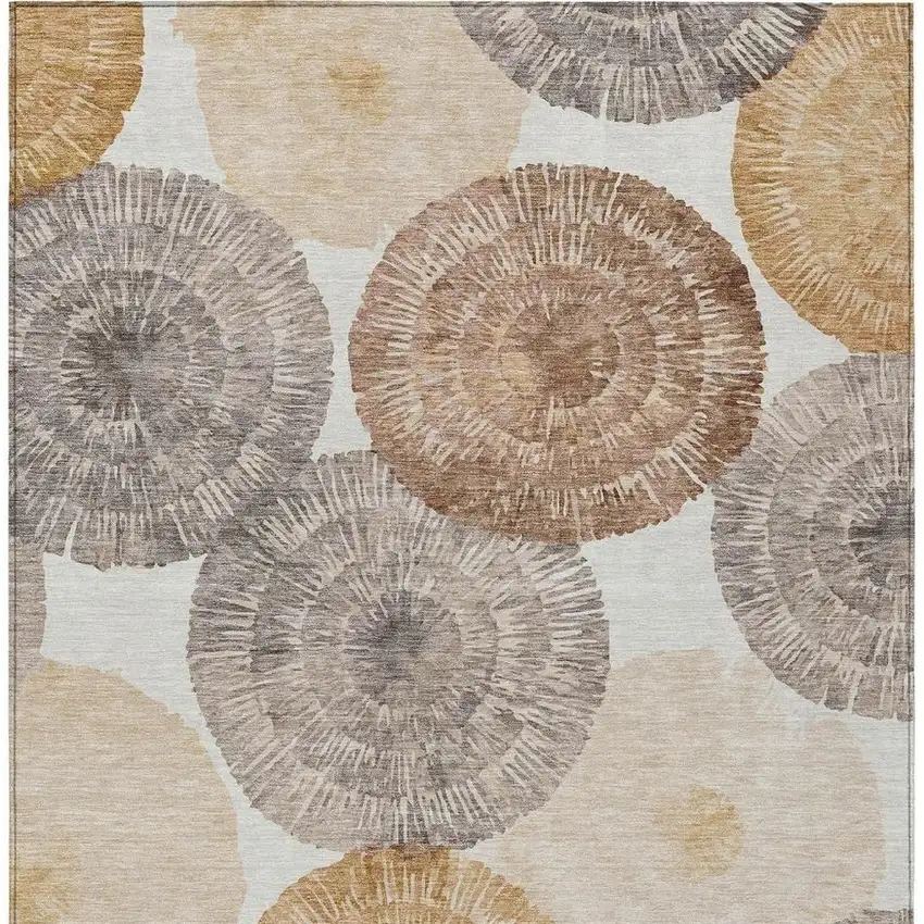 Copper Ivory And Gray Abstract Washable Indoor Outdoor Area Rug Photo 4