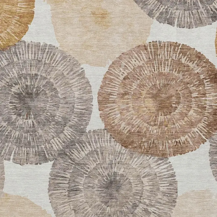 Copper Ivory And Gray Abstract Washable Indoor Outdoor Area Rug Photo 7