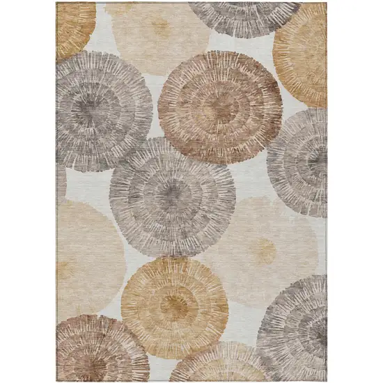 Copper Ivory And Gray Abstract Washable Indoor Outdoor Area Rug Photo 2