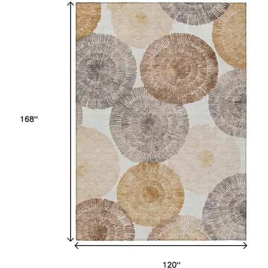 Copper Ivory And Gray Abstract Washable Indoor Outdoor Area Rug Photo 3