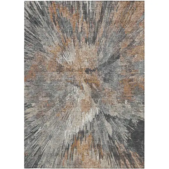 Copper Ivory And Gray Abstract Washable Indoor Outdoor Area Rug Photo 4