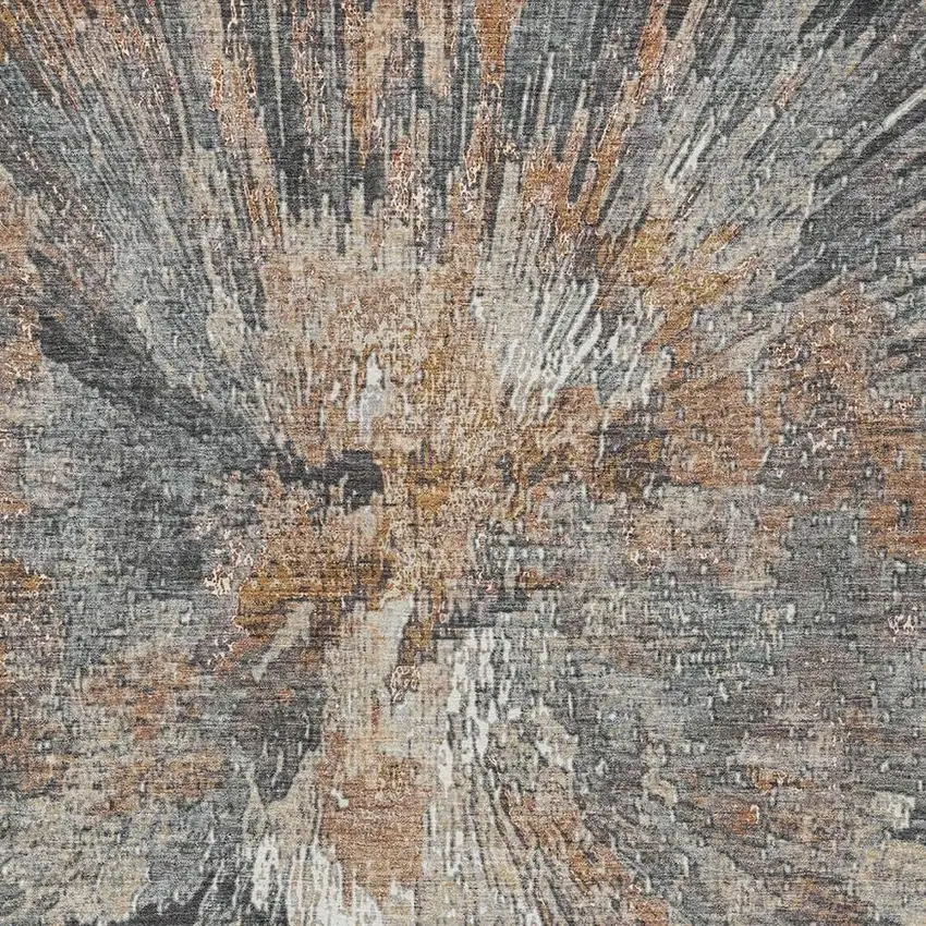 Copper Ivory And Gray Abstract Washable Indoor Outdoor Area Rug Photo 7