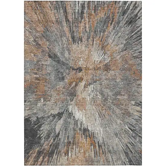 Copper Ivory And Gray Abstract Washable Indoor Outdoor Area Rug Photo 4
