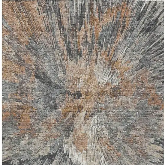 Copper Ivory And Gray Abstract Washable Indoor Outdoor Area Rug Photo 5