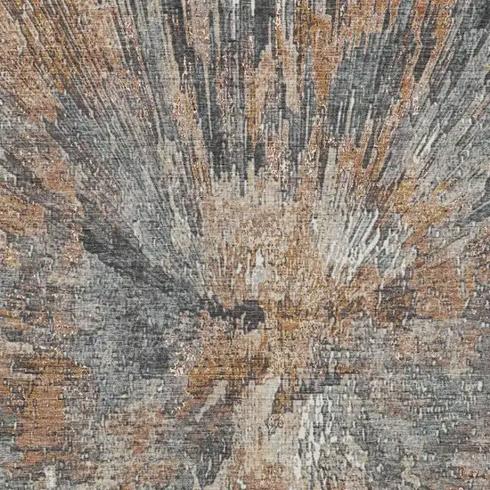 Copper Ivory And Gray Abstract Washable Indoor Outdoor Area Rug Photo 7