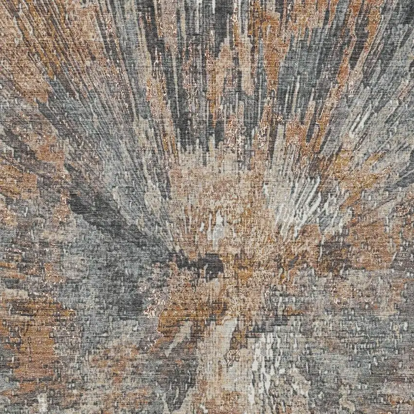 Copper Ivory And Gray Abstract Washable Indoor Outdoor Area Rug Photo 7