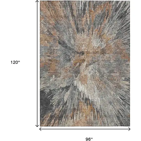 Copper Ivory And Gray Abstract Washable Indoor Outdoor Area Rug Photo 3