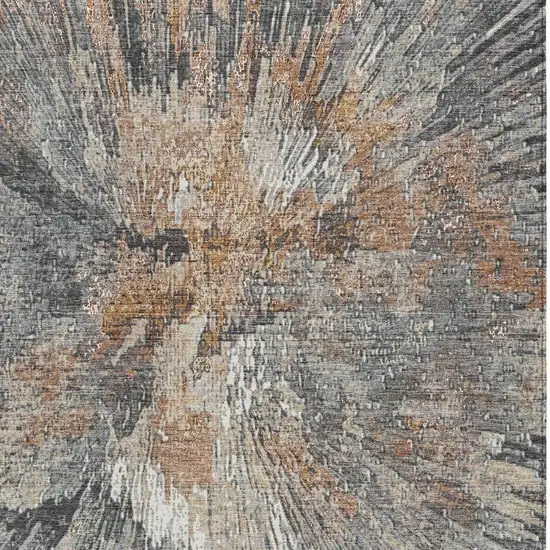 Copper Ivory And Gray Abstract Washable Indoor Outdoor Area Rug Photo 7