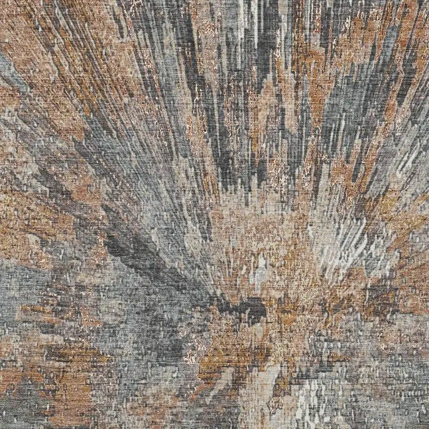 Copper Ivory And Gray Abstract Washable Indoor Outdoor Area Rug Photo 7