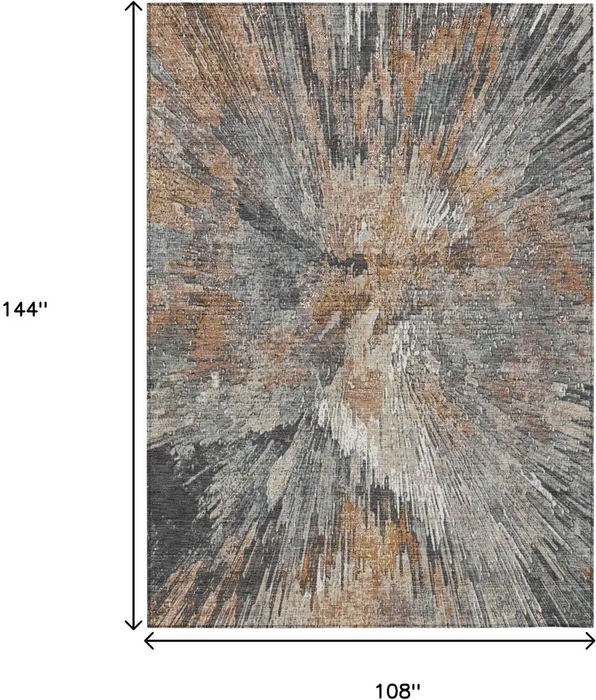 Copper Ivory And Gray Abstract Washable Indoor Outdoor Area Rug Photo 3