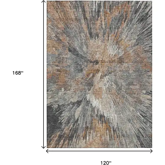 Copper Ivory And Gray Abstract Washable Indoor Outdoor Area Rug Photo 3