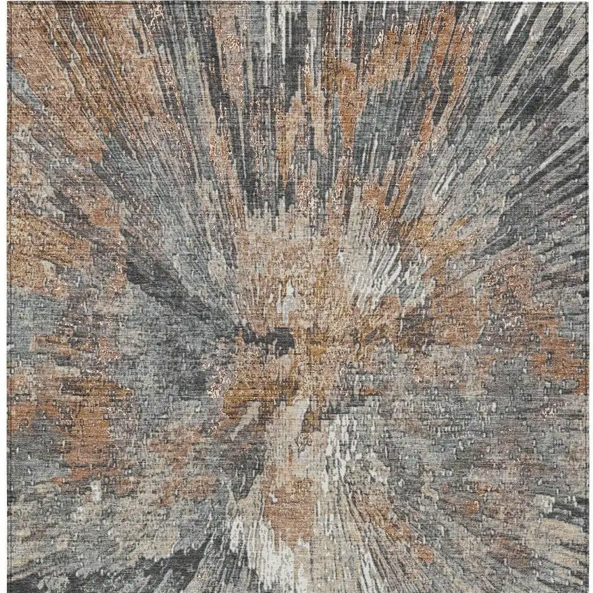 Copper Ivory And Gray Abstract Washable Indoor Outdoor Area Rug Photo 2