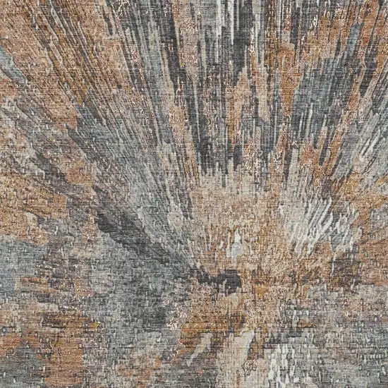 Copper Ivory And Gray Abstract Washable Indoor Outdoor Area Rug Photo 6