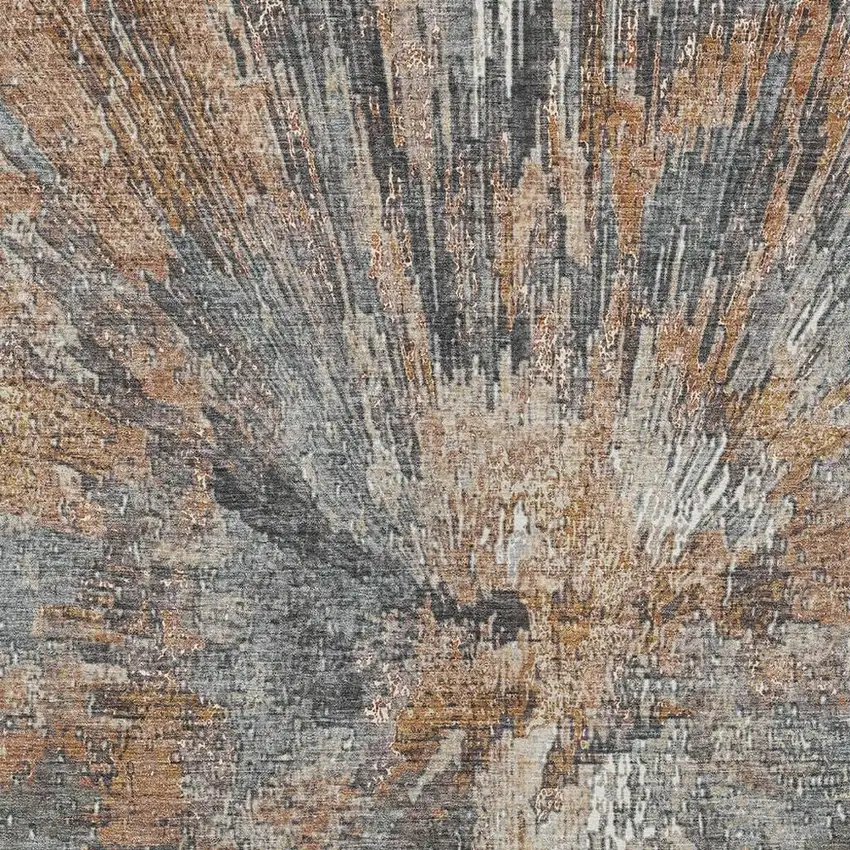 Copper Ivory And Gray Abstract Washable Indoor Outdoor Area Rug Photo 6