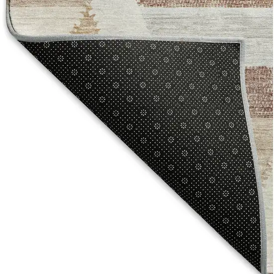 Copper Ivory And Gray Geometric Washable Area Rug With UV Protection Photo 6