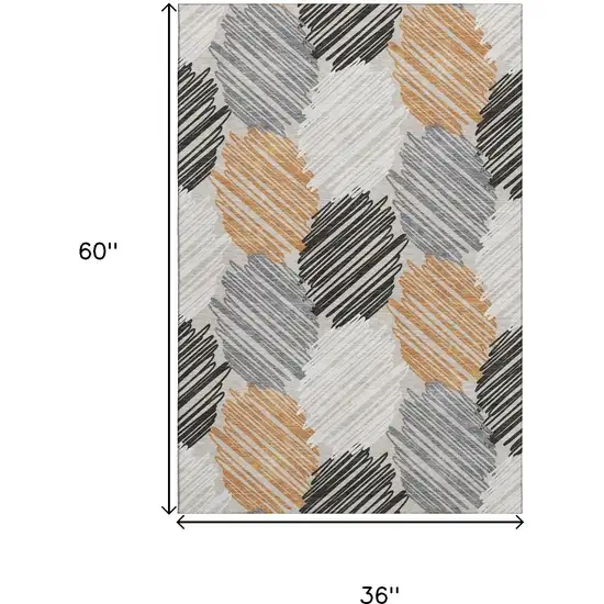 Copper Ivory And Gray Geometric Washable Area Rug With UV Protection Photo 9