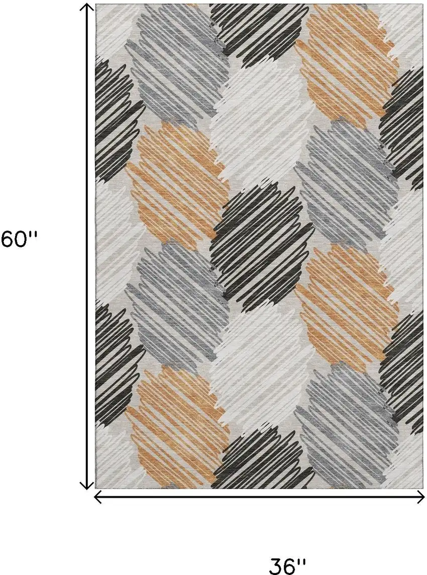 Copper Ivory And Gray Geometric Washable Area Rug With UV Protection Photo 9