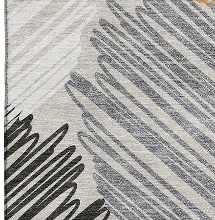 Copper Ivory And Gray Geometric Washable Area Rug With UV Protection Photo 3