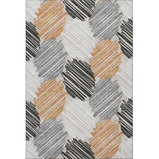 Copper Ivory And Gray Geometric Washable Area Rug With UV Protection Photo 4