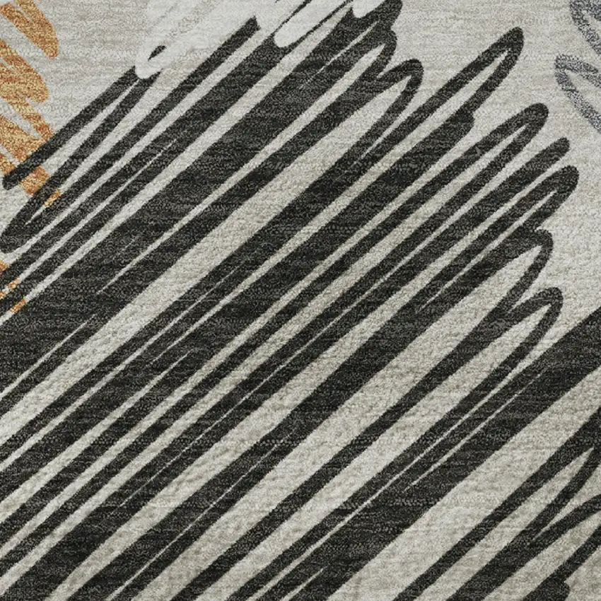 Copper Ivory And Gray Geometric Washable Area Rug With UV Protection Photo 8