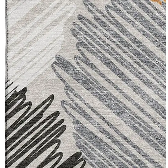 Copper Ivory And Gray Geometric Washable Area Rug With UV Protection Photo 4