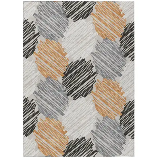 Copper Ivory And Gray Geometric Washable Indoor Outdoor Area Rug Photo 8