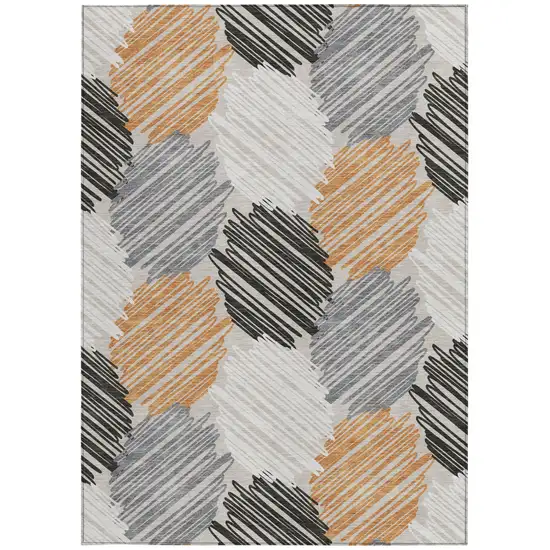 Copper Ivory And Gray Geometric Washable Indoor Outdoor Area Rug Photo 9